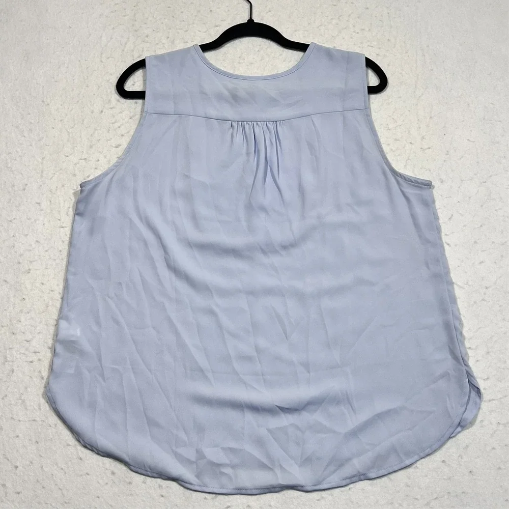 J. Crew Top Sleeveless Blouse Tuxedo Lightweight Blue Women's Large‎